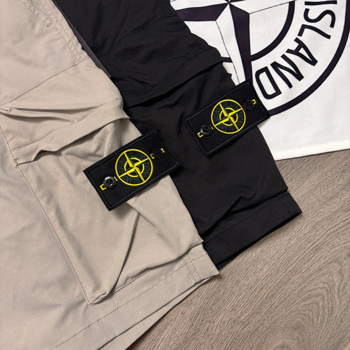 Stone Island Technical Nylon Cargo Shorts with Large Bellows Pockets and Compass Badge