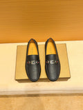 Gucci Men's Black Textured Loafers - Rubber-Nub Outsole